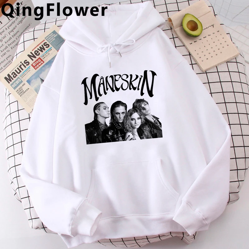 Maneskin Hip Hop Funny Cartoon Aesthetic Unisex Hoodies Men Harajuku Streetwear Anime Sweatshirt Singer Graphic 90s Hoody Male