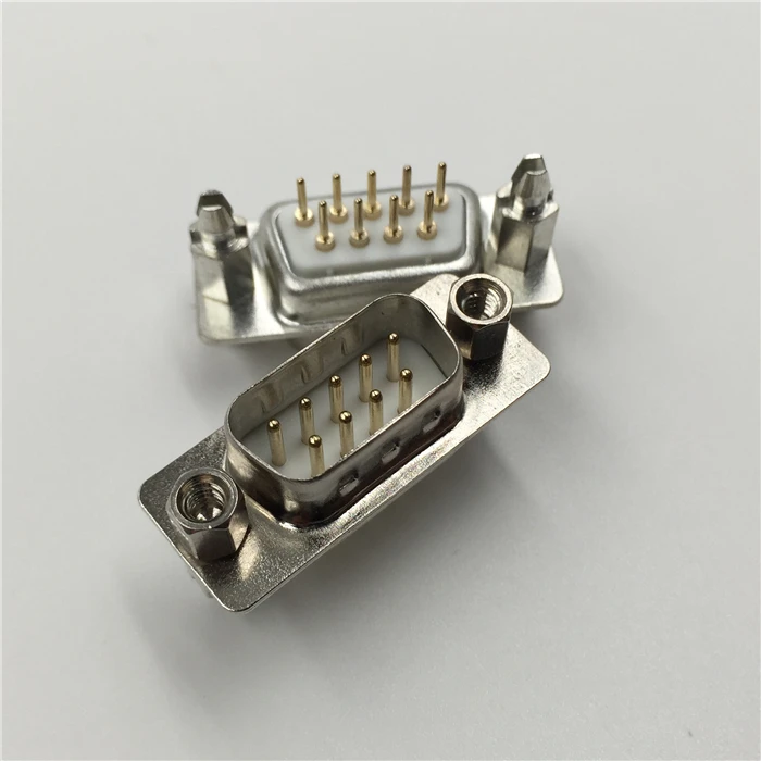 Riveting harpoon lock screw 180 degree in-line DP9 male seat Light hole D-SUB connector 180 degree in-line DP9 male seat