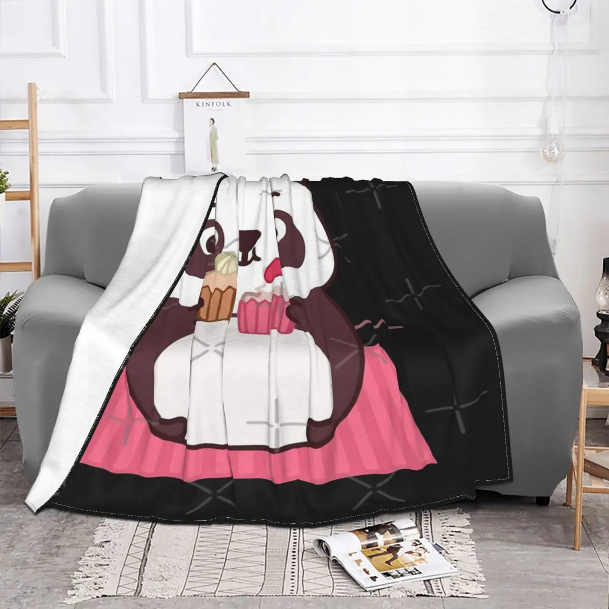 Manta con capucha de Panda 7, edredón a cuadros para cama, manta de Anime, colchas de verano