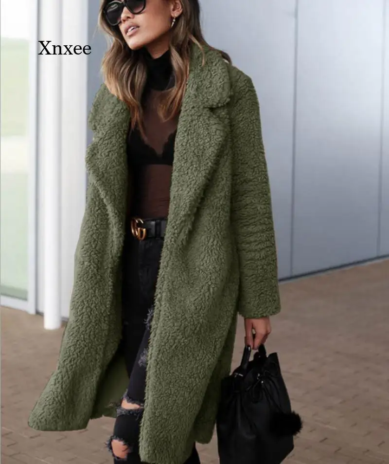 Autumn and Winter Women's Faux Fur Coat Women's Warm Teddy Bear Coat Fur Jacket Women's Teddy Coat Plush Coat Long Coat