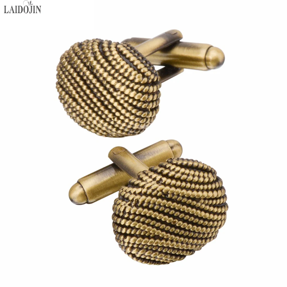 LAIDOJIN Bronze Hemp flowers Cufflinks For Men French Shirt Ellipse Cuff button Metal Mens Brand Cuff link Wedding Gift Gemelos