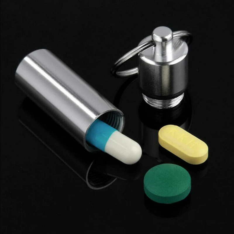 Portable Pill Box Container Mini Aluminium Pill Case Carry Bottle Case Hearing Protection Pocket Earplugs Box Keychain Outdoor