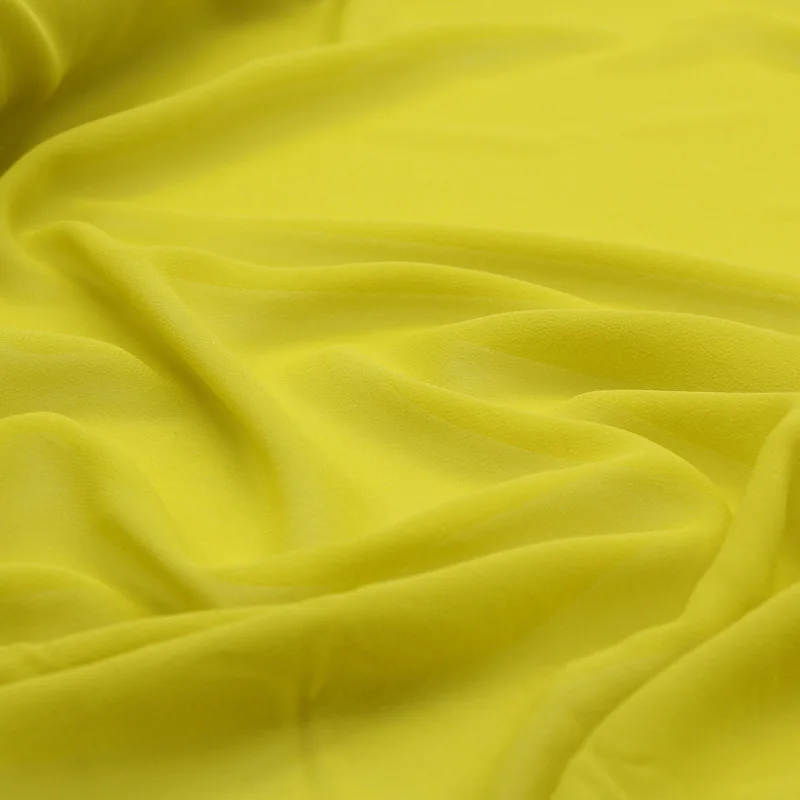 Bright yellow pure silk georgette gauze silk fabric 12momme 135cm width good quality,SCG626