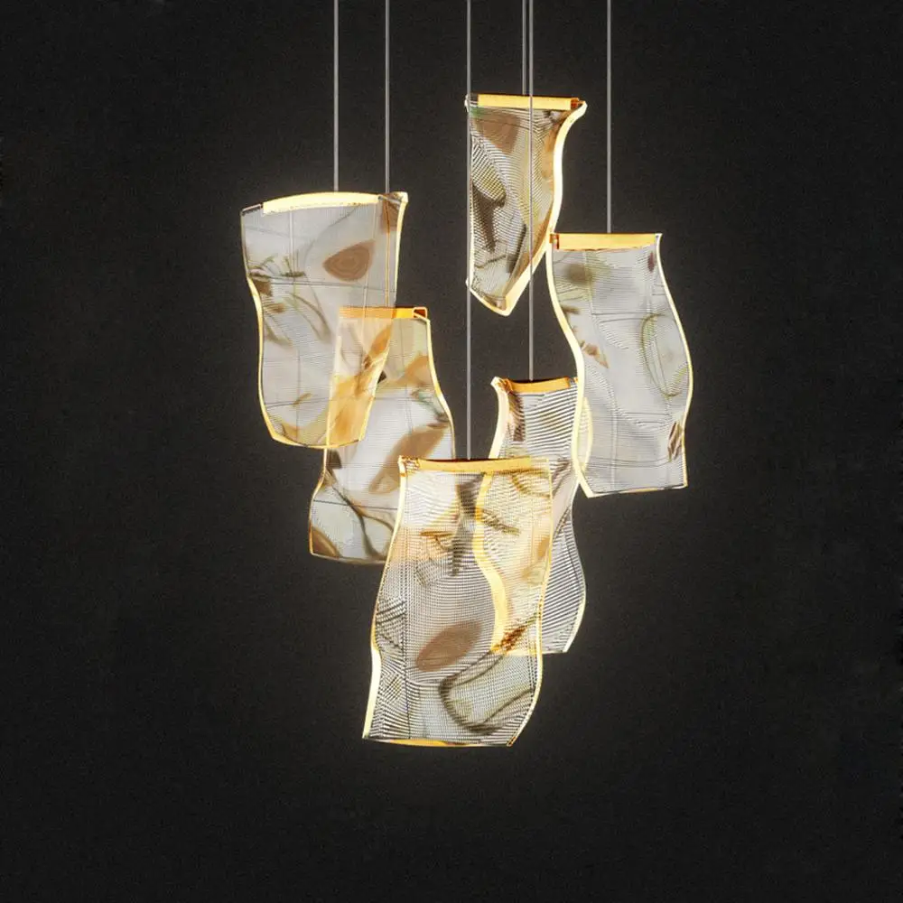 

LED Postmodern Art Paper Iron Acryl Chandelier Lighting Lustre Suspension Luminaire Lampen For Dinning Room