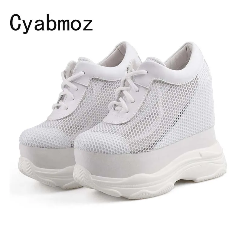 Women Sneakers 2024 Fashion High Platform Comfortable Sneakers Ladies Wedges Casual Shoes For Woman Mesh Sports Dad Shoes 14 cm