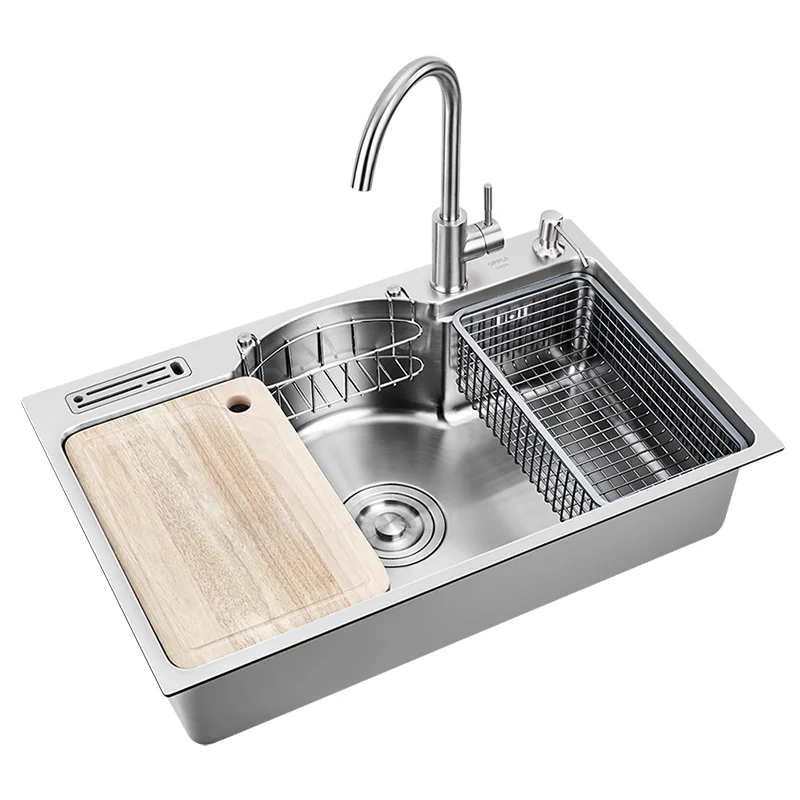 Imagem -02 - Escovado Kitchen Sink Multifuncional Único Bowl Acima Counter ou Undermount 1.2 mm Espessura Aço Inoxidável