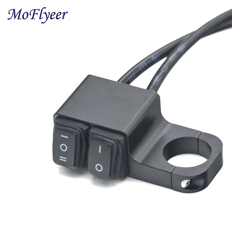 MoFlyeer Waterproof Motorcycle ATV 22mm Handlebar Double Control Kill Button Switch Headlight Hazard Brake Fog Light Switches