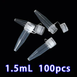 Tubo centrífugo com tampa de rosca para experimento laboratorial Tubo de congelamento centrífugo plástico com tampa transparente 1,5 ml, 100pcs