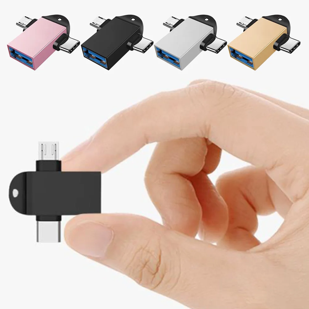 2 in 1 OTG Adapter USB 3.0 Female To Micro USB Male and USB C Male Connector Aluminum Alloy on The Go Converter xiaomi samsung