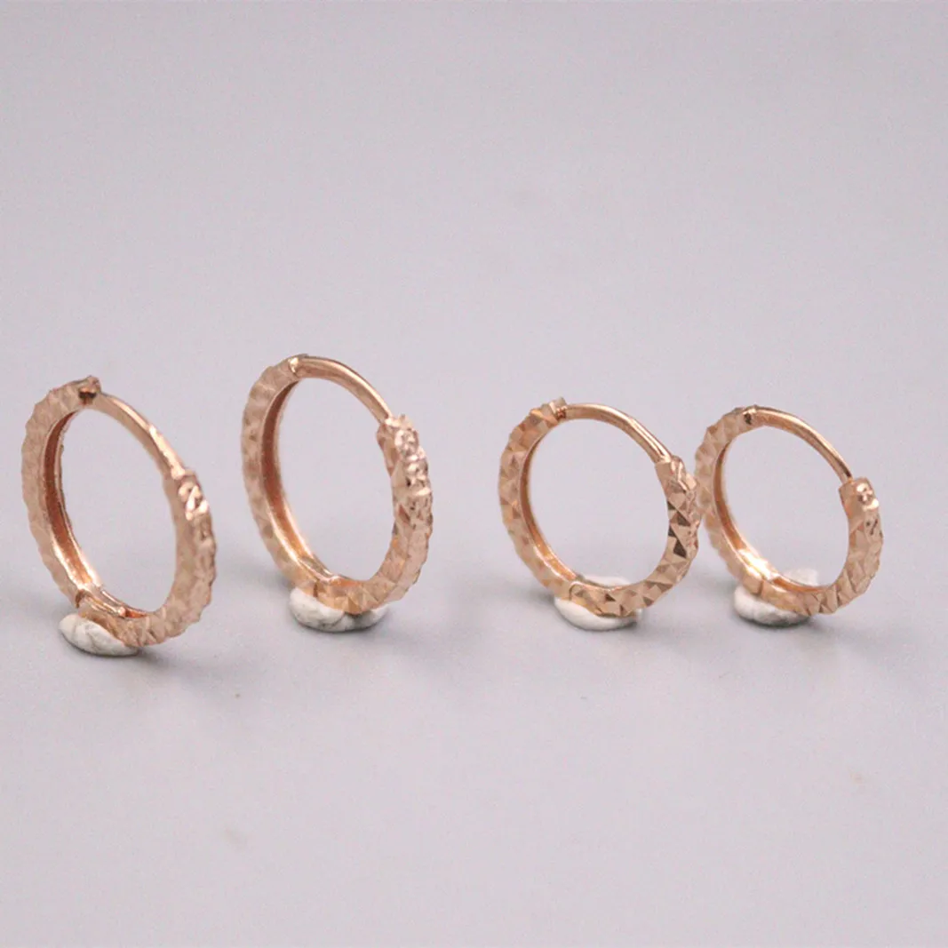 1 Pair New Solid Pure 18K Rose Gold Earrings Women 1.5mmW Full Star Hoop Earrings 0.7-1.2g