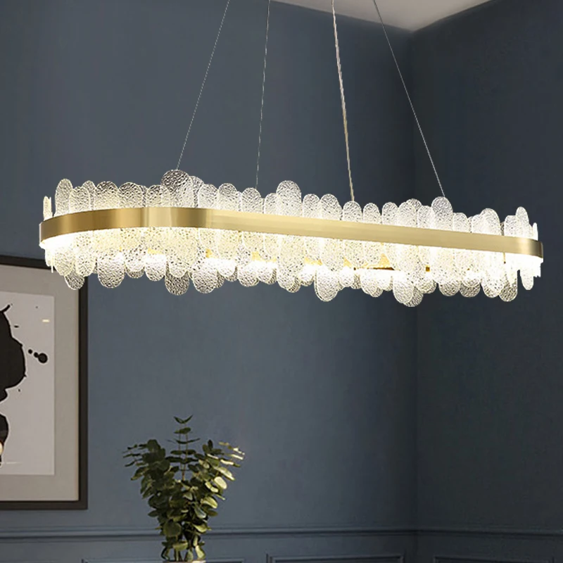 New modern luxury Chandelier glass Living room chandeliers Restaurant Kitchen Ceiling lamp brass gold Oval Bedroom Light Fixture