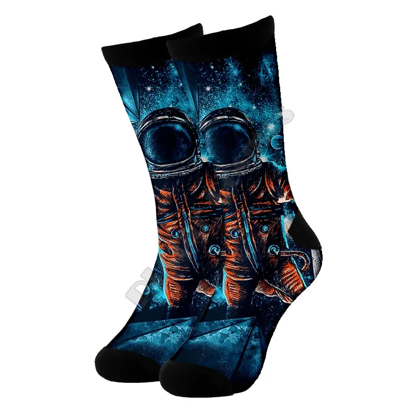 

Galaxy Astronaut High Socks 3d Printed Men For Women Funny socks fashion long Socks 03