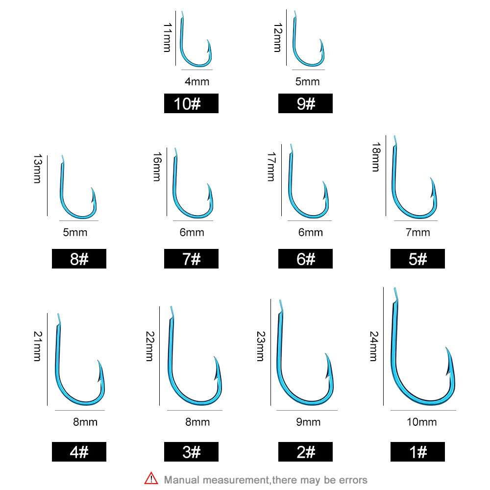 NGB 50pcs High Carbon Steel Fishing Hooks Freshwater 1-10# Blue Flatted Barbed Circle Single Carp Hook Accessories