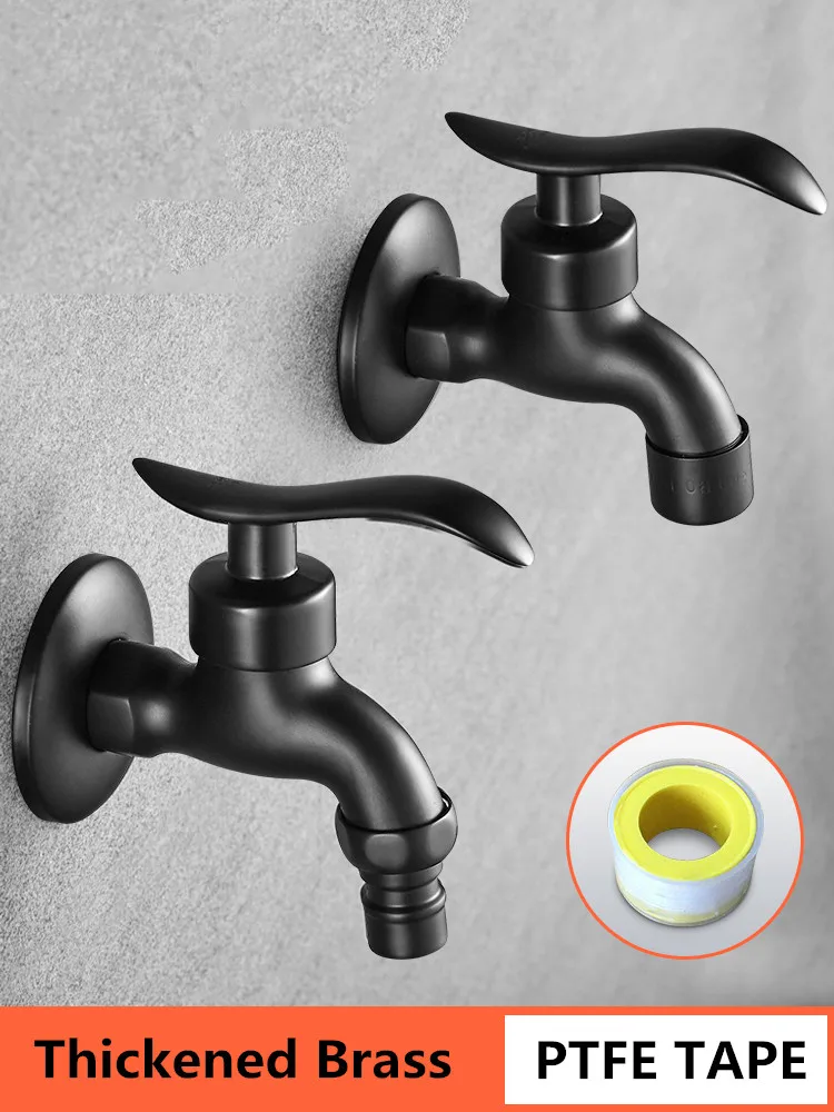 Washing Machine Faucet Brass G1/2 & G3/4 Single Cold Wall Mounted Bibcock Outdoor Garden Tap Mop Pool Faucet Free Shipping Black