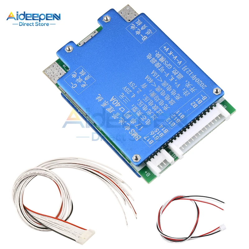 Bateria de Lítio Li-íon 13s 14s 17s 20a 40a 48v 52v Carregador 18650 Placa de Proteção Bms Pcb com Equilíbrio para Bateria de Célula Lipo