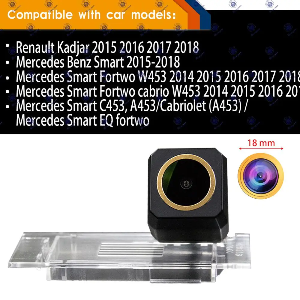 HD 1280x720p Golden Camera Rear View Reversing Camera for Mercedes Smart C453 A453 Cabriolet (A453) / Smart EQ fortwo 2015-2018