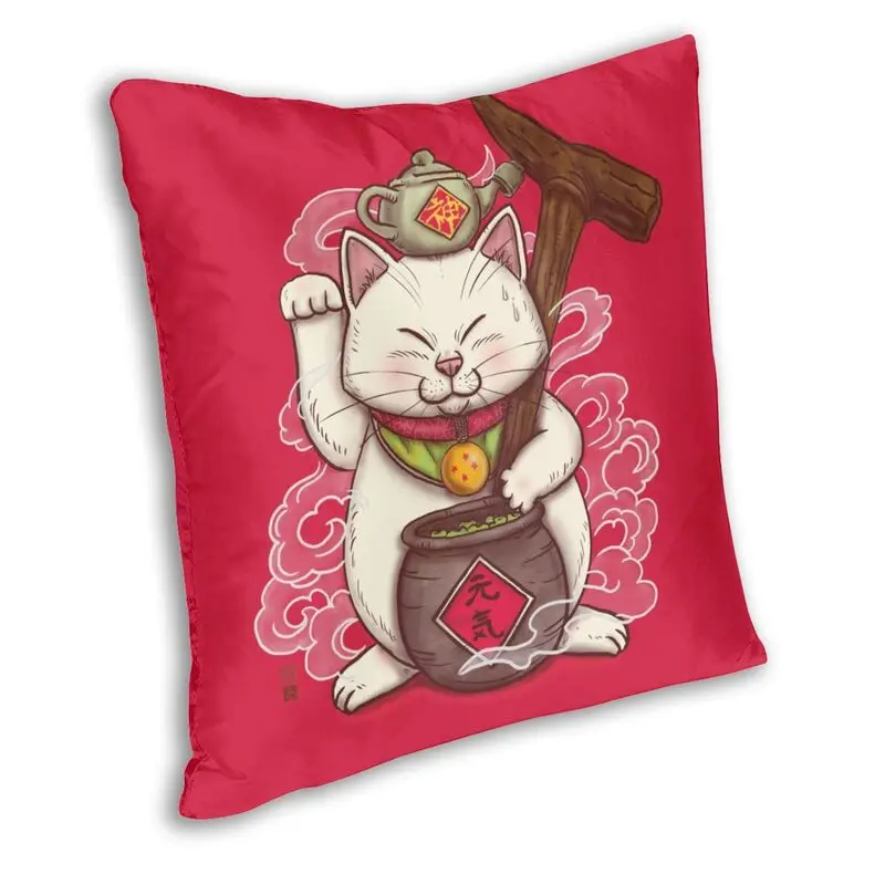 Japanese Maneki Neko Lucky Cat Cushion Covers Sofa Home Decorative Square Pillow Case 45x45