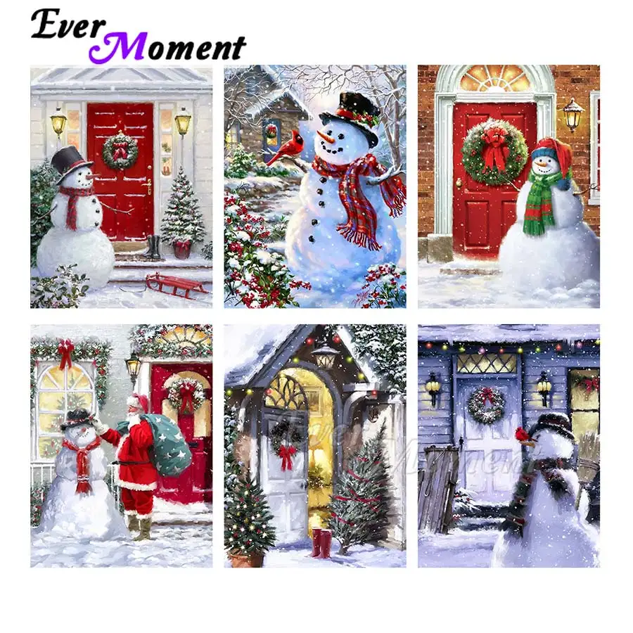 Ever Moment Diamond Painting Cartoon Snowman Christmas Resin Full Square Drill Paint By Diamond Embroidery Decoration ASF2144