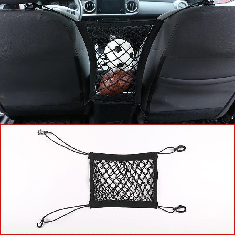 

Car Seat Middle Armrest Box Rear Storage Net Pocket Sundries Storage Bag Black For Toyota Tacoma 2005-2020 Interior Accessories