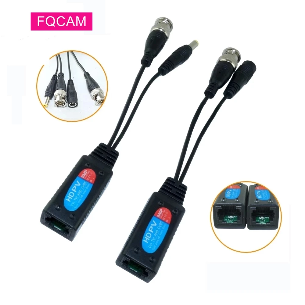 

5 Pairs 4K 8MP CCTV Coax BNC Video Transfer to RJ45 Passive Transceiver Connectors Video Balun for 2MP 5MP 8MP Analog Cameras