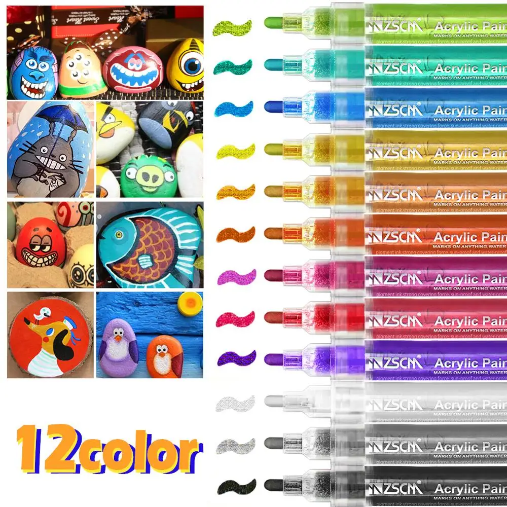 Permanent Marker Colored Acrylic Paint Markers Water-based Highlighter Marker for Tires Rock Canvas Porcelain Wood Metal Marker