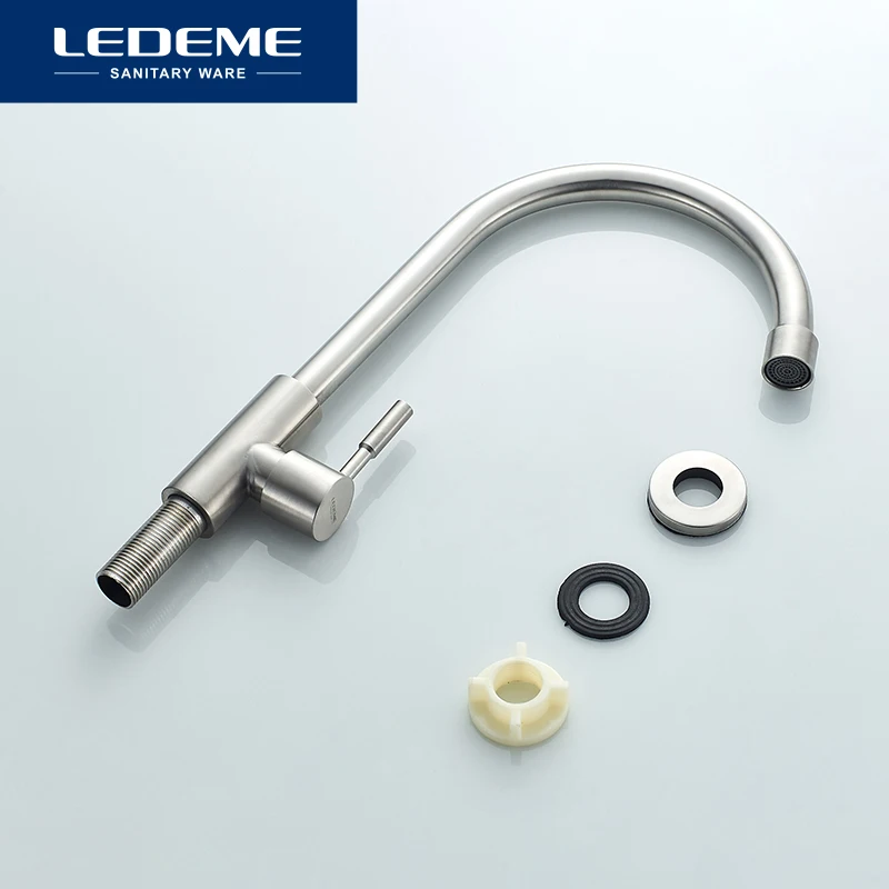 LEDEME Kitchen Faucet 360 Rotate Mixer Faucet for Kitchen Design Single Cold Deck Mounted Crane Sinks Faucets L74195