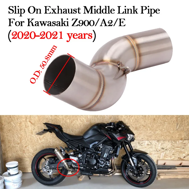 Adapter Fit For Kawasaki Z900/E/A2 2020 2021 Motorcycle Exhaust Middle Link Pipe System Modified 51mm Escape Tube Muffler Joint