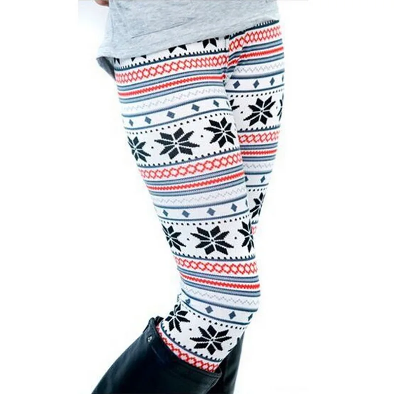 Christmas Snowflake Knitted Warm Leggings Women Fall Push Up Skinny Thick Warm Leggings for Women Pants Clothing ropa para mujer