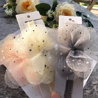 3 Colors Newborn Baby Lace Mesh Flower Stretch Head Folral Girl Headband Mesh Grid 1PCS Elastic Headwears Decoration