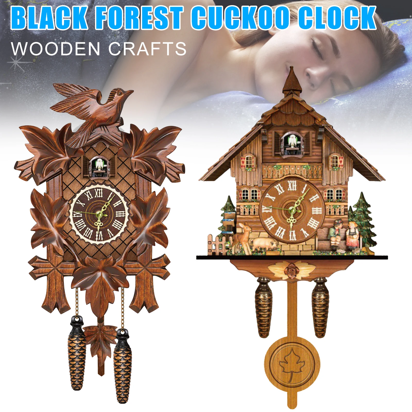 German Black Forest Cuckoo Clock Retro Nordic Style Wooden Cuckoo Wall Clock In Stock