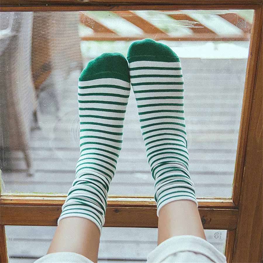 [COSPLACOOL]Striped Heap Heap College Style Socks Long Smiple Harajuku Socks Women Skarpetki Chaussette Femme Calcetines Mujer