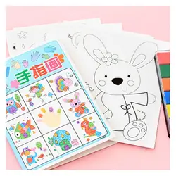 8PCS/set Finger Painting Card 6 Colors Ink Pad Stamp Cartoon Animals DIY Craft L