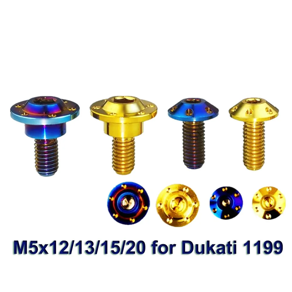 

Titanium Srew M5 Ti Bolt for Dukati 1199 Motocycle DIY Hex Socket Titanium Bolts Shell Repair Burned Blue Screws Fastener 2 pcs