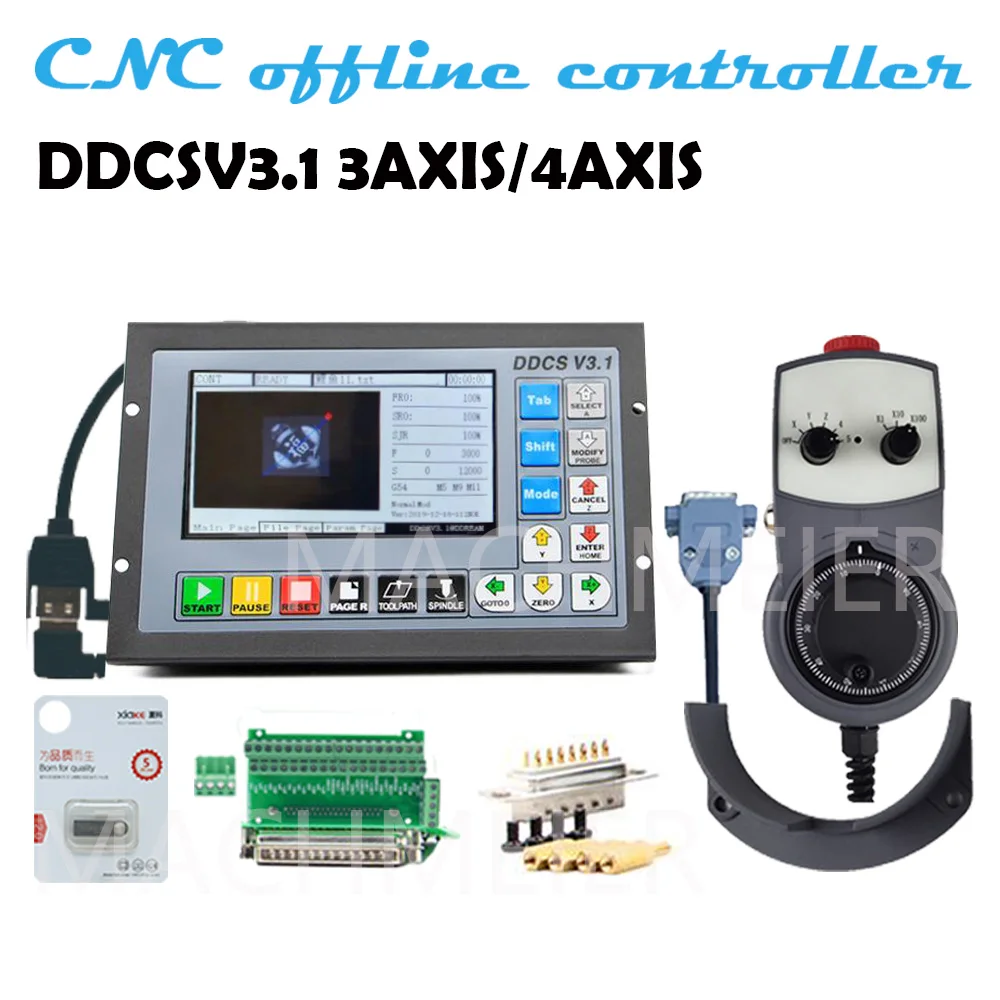 Offline controller ddcsv3.1 3/4 axis 500khz g code replaces MACH3usb CNC controller handwheel for drilling and milling