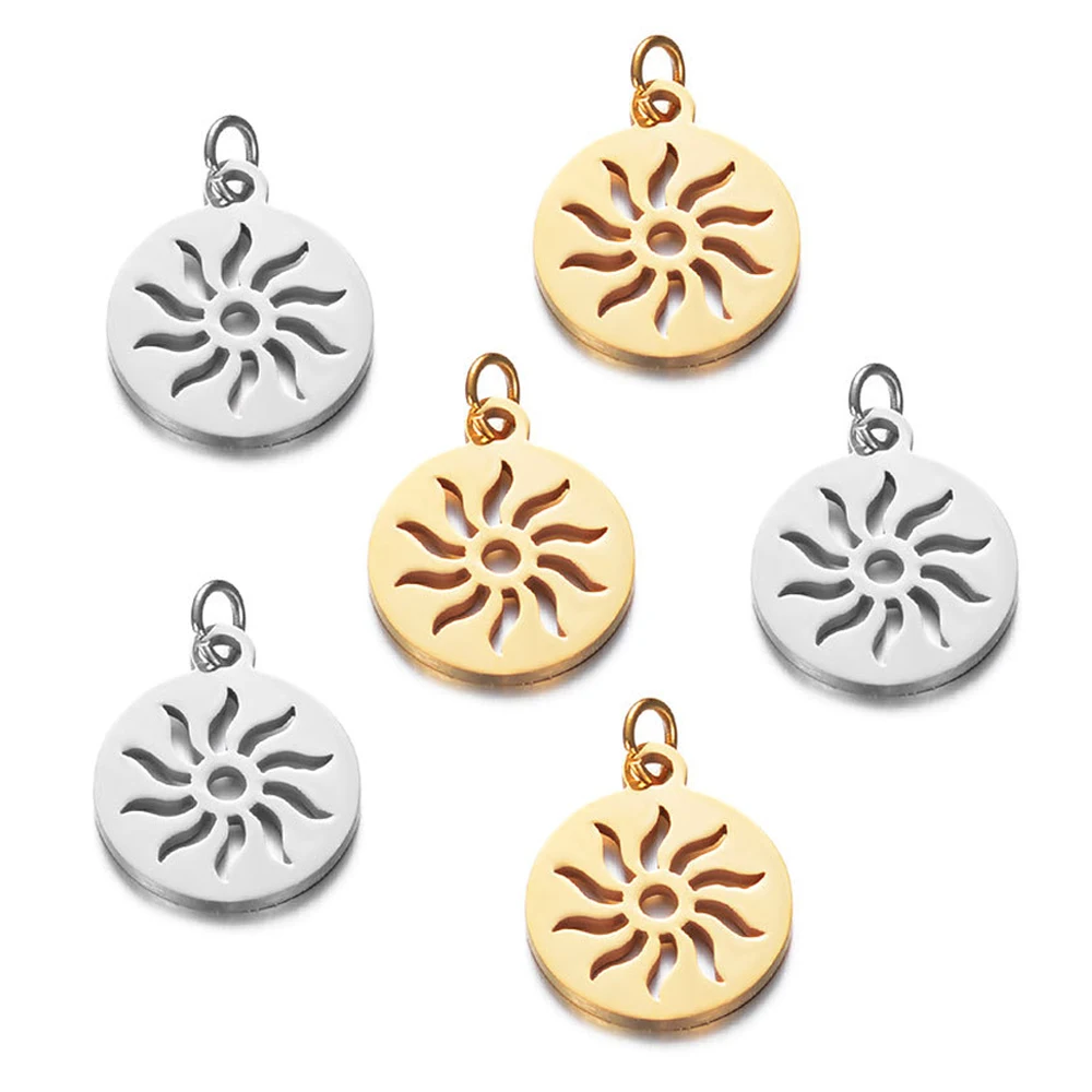 10 Stück/Set Edelstahl-Sonnenanhänger Großhandel DIY Schmuckherstellung Anhänger Schmuckherstellung Charms Anlauffarbener Stahl-Anhänger – Detail 6