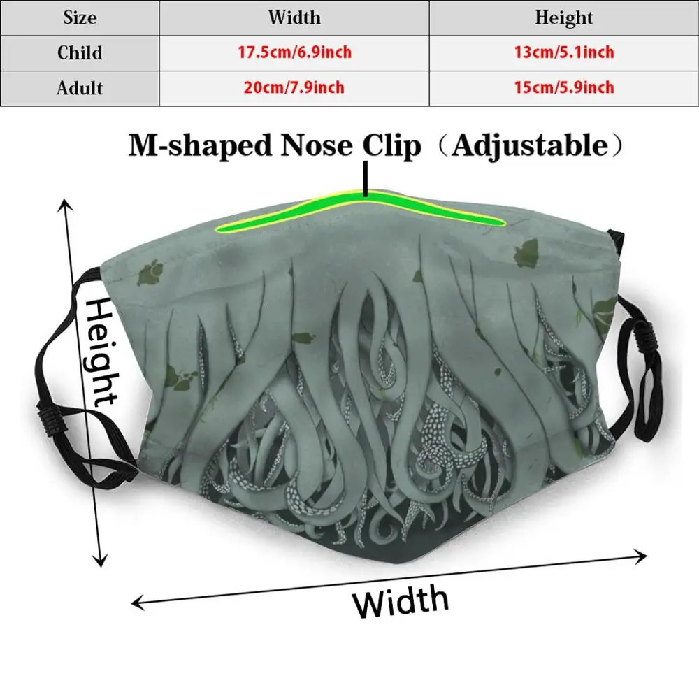 Mask For Upcoming Cthulhu Apocalypse Print Washable Filter Anti Dust Mouth Mask Cthulhu Lovecraft Monster Horror Sci Fi Science