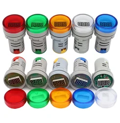 22mm LED Digital Display Gauge Volt Voltage Meter Indicator Signal Lamp Voltmeter Lights Tester Measuring Range AC 20V -500V