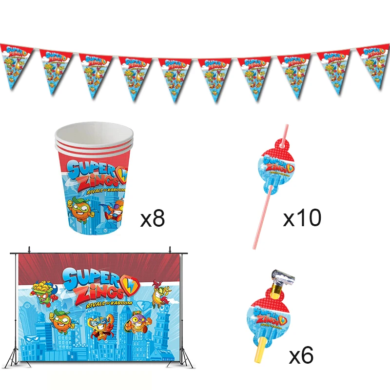 

Superzings Birthday Party Decorations Game Super Zings Theme Favors Supplys Banner Cups Straws