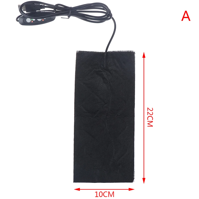 3 Styles USB Heating Film Electric Winter Heat Fever Mat 5V Carbon Fiber Pad Hand Warmer for Waist Cushion with switch