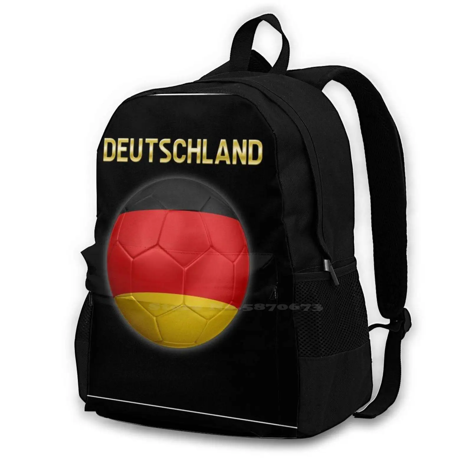 Deutschland-German Flag-Football Or Soccer Ball & Text 2 Travel Laptop Bagpack School Bags Germany German Deutschland