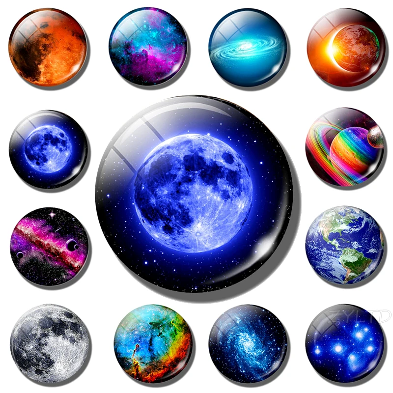 Planet Fridge Magnet Universe Fridge Sticker Moon Star Earth Space Solar System Galaxy Decorative Refrigerator Magnet Home Decor