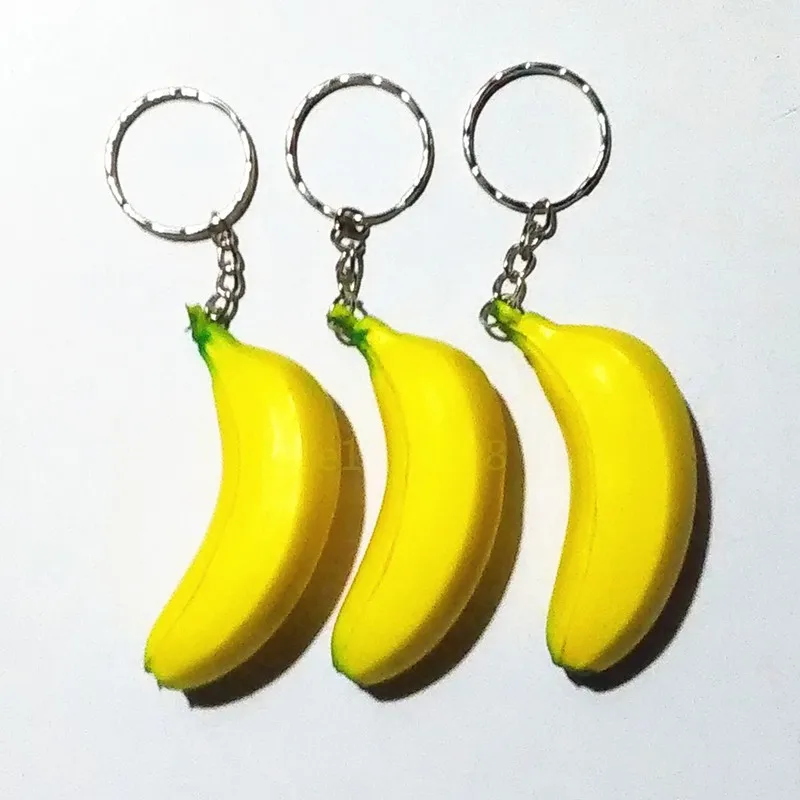 New PU Banana Key Chain Soft Basketball Rugby Key Ring Smile Face Decorative Pendant Bag Charming Key Holder Personality Gifts