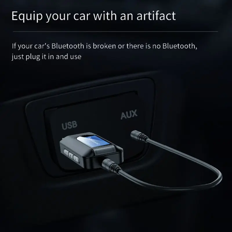USB Bluetooth 5.0 Audio Transmitter Receiver LCD Display 3.5MM   for TV Car PC