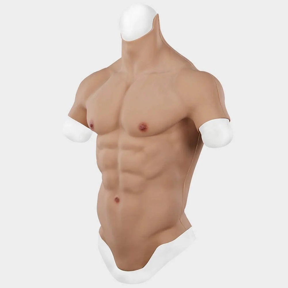 Lianwa silicone crossdresser cosplay terno masculino falso falso barriga músculo peito masculino realista muscular simulação artificial