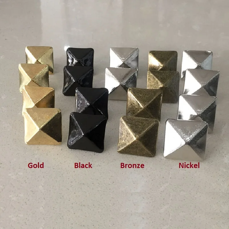 100Pcs/Lot  Square Antique Upholstery Nail Decorative Studs Tacks Pyramid Umbrella Head Gold Black Red Bronze Nickel Silver