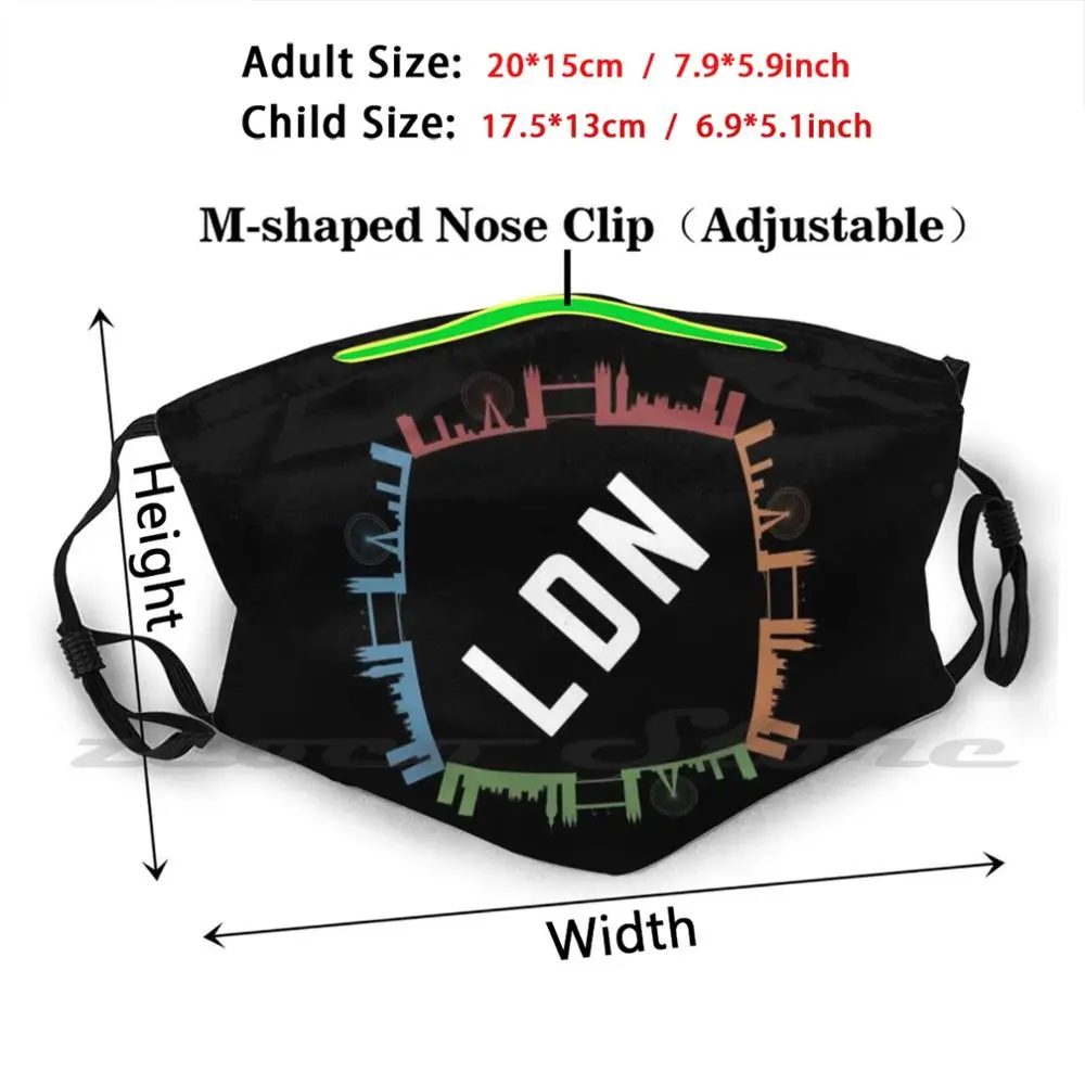 London Ldn All Around The Big City Mask DIY Washable Filter Pm2.5 Mouth Trending London Ldn Tower Bridge Big Ben London Eye