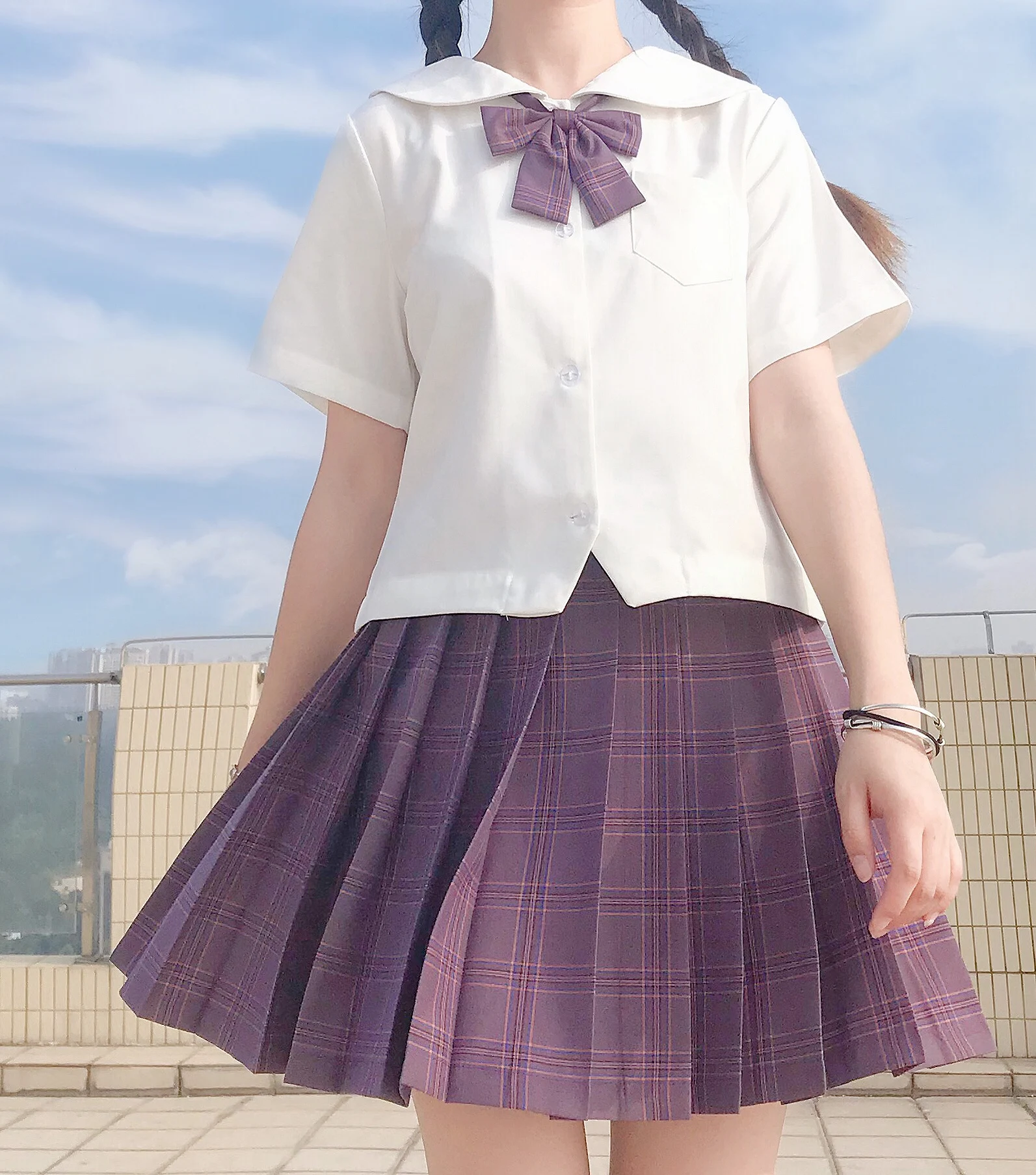 Students JK uniform Plaid Orthodox Basic Stylish Suit Female 2020 Summer New Sailor Three-Piece Suit  japanese school uniform