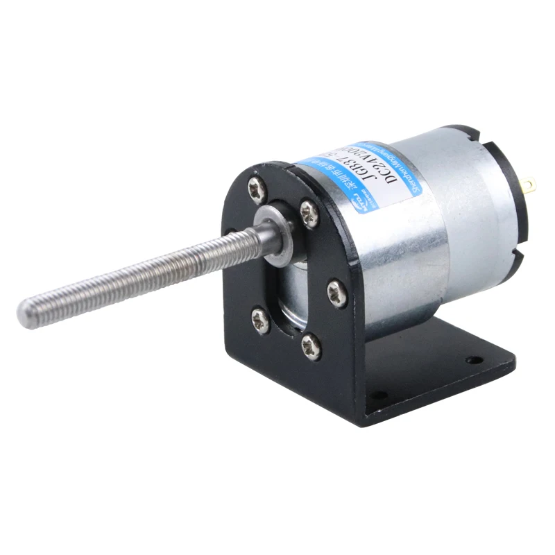 Motor de engranaje de CC, 6V, 12V, 24V, tornillo roscado M6, eje largo 37-520, Motor regulador de baja velocidad pequeño + soporte + brida