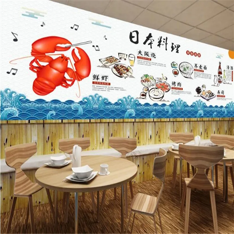 

Custom Text Japanese Cuisine Gourmet Feast Wall Paper 3D Sushi Ramen Restaurant Industrial Decor Background Mural Wallpaper 3D