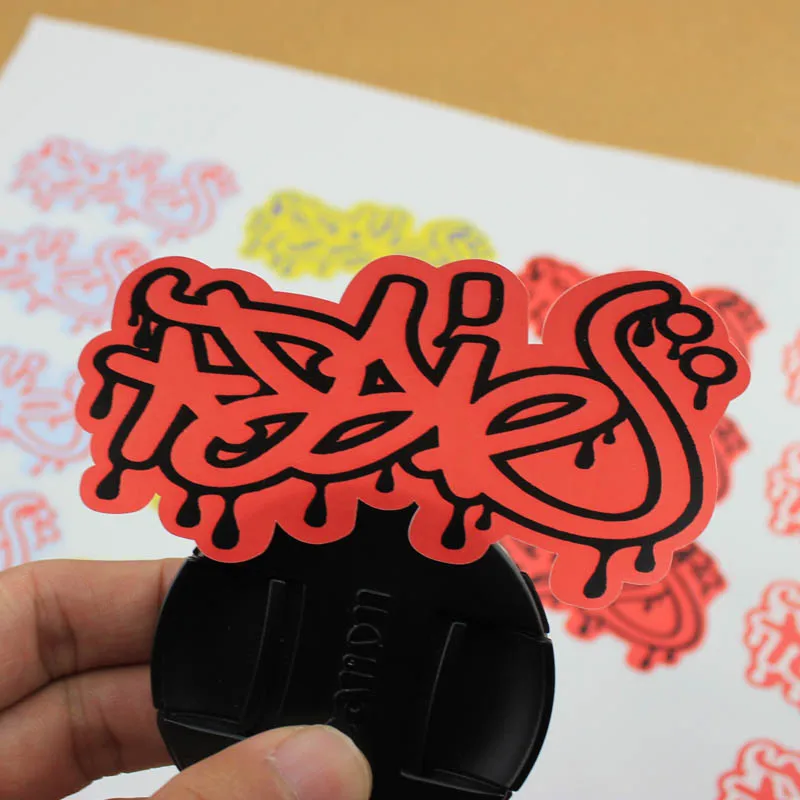 Ultra thin vinyl blank yellow eggshell stickers,oil-based ink pen marked with your design